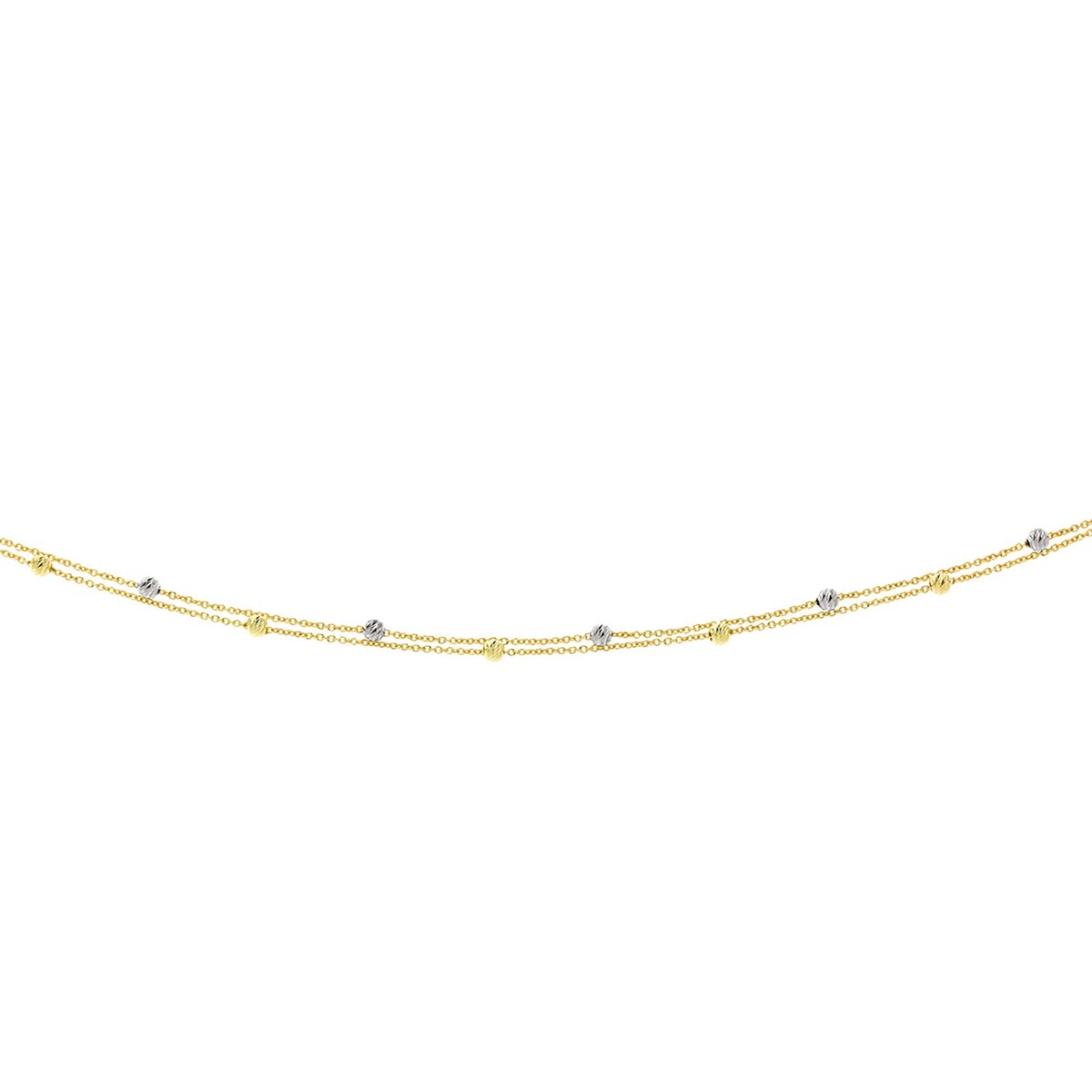 Collier moderne or 18 carats boules bicolores