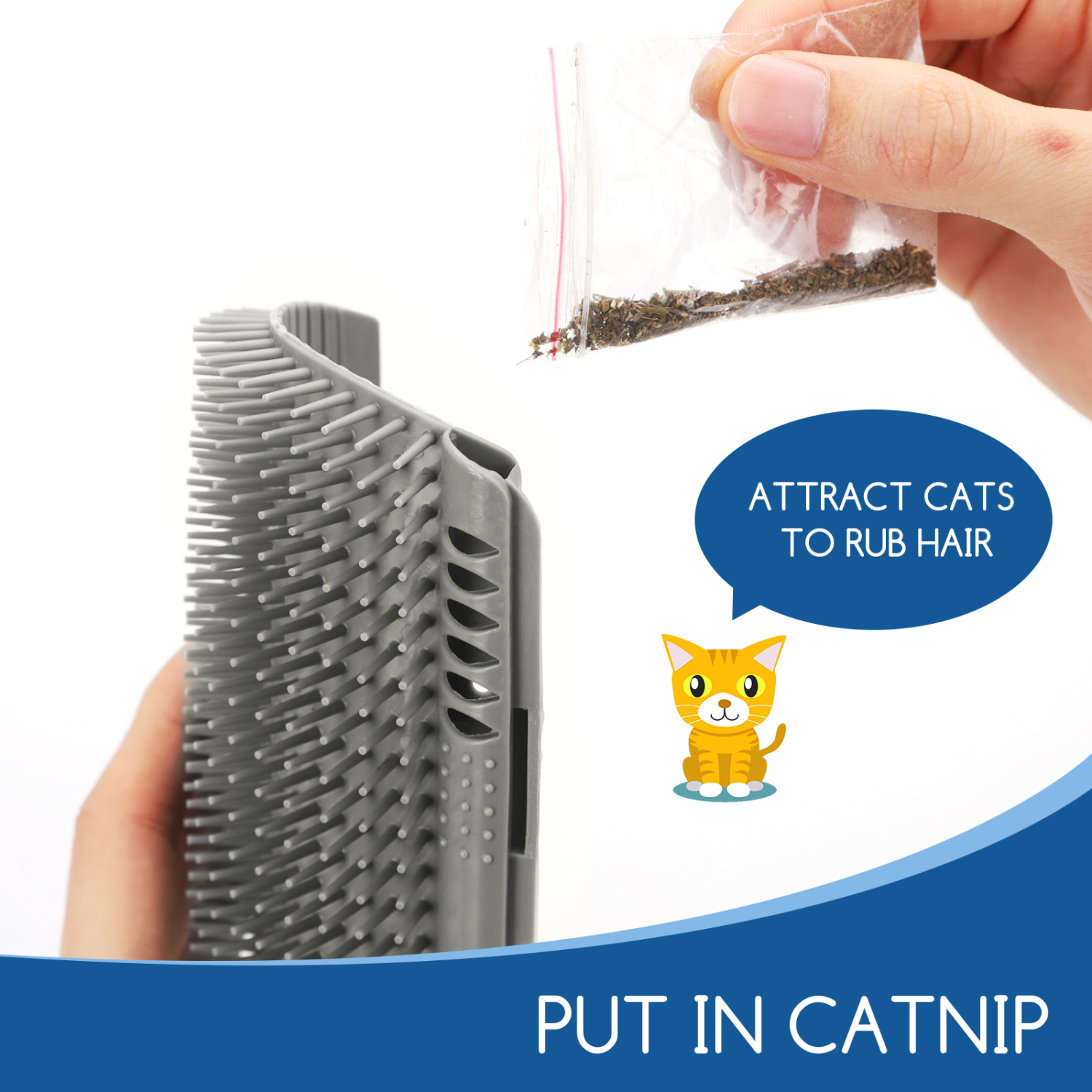 Escova de Massagem de Canto Nobleza (2 peças) para Gatos, Escova para Pelos de Gato com Catnip, para Gatos de Pelo Curto e Longo
