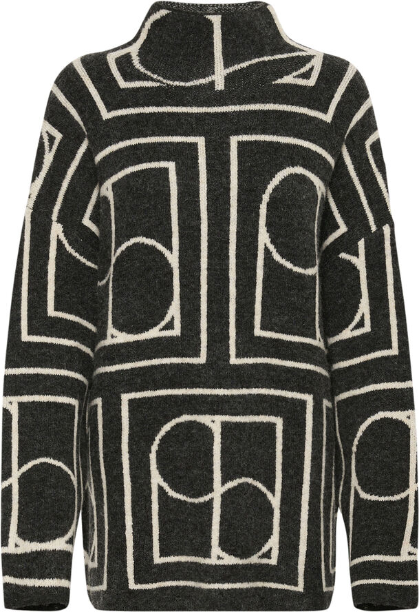 Soaked in Luxury SLHedaya Pullover Black w white monogram