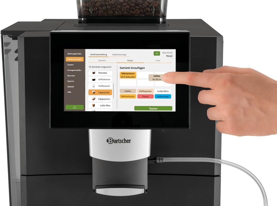 Bartscher Kaffeevollautomat Easy Plus 550, 19 Bar, 550g Bohnenbehälter, Touch-Display, Schwarz - 190096