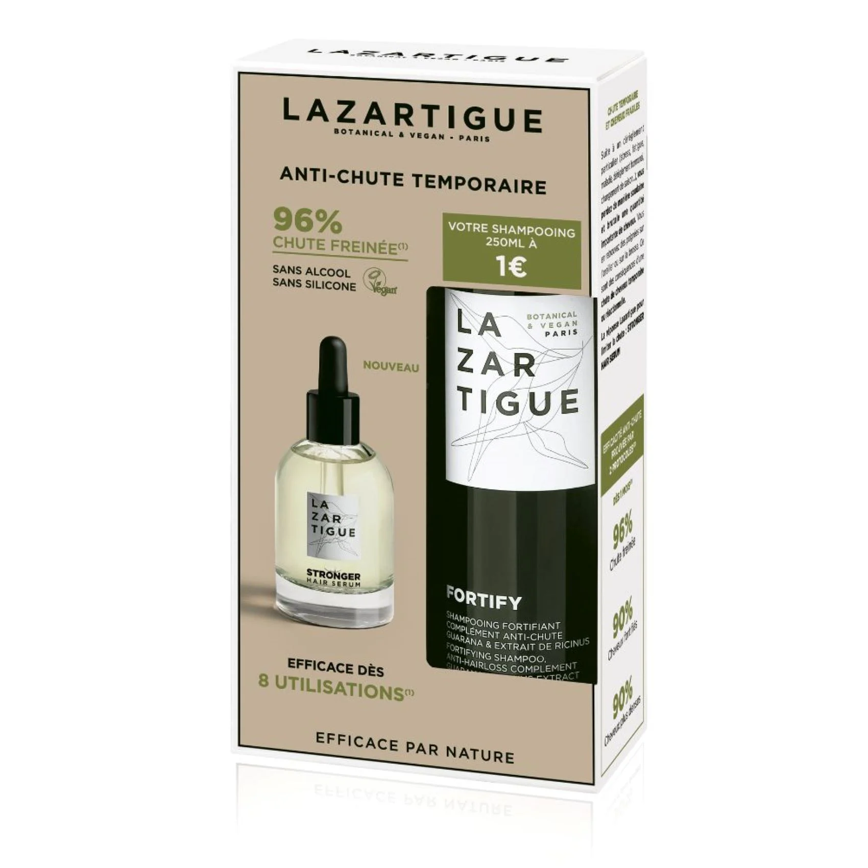 COFFRET FORTIFY SHAMPOOING Fortifiant Anti-Chute 250ML + STRONGER SERUM Chute Réactionnelle 50ML |