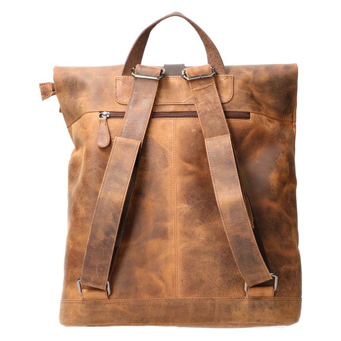 LD Lederwaren Rolltop Rugzak Cross Hunter Bruin