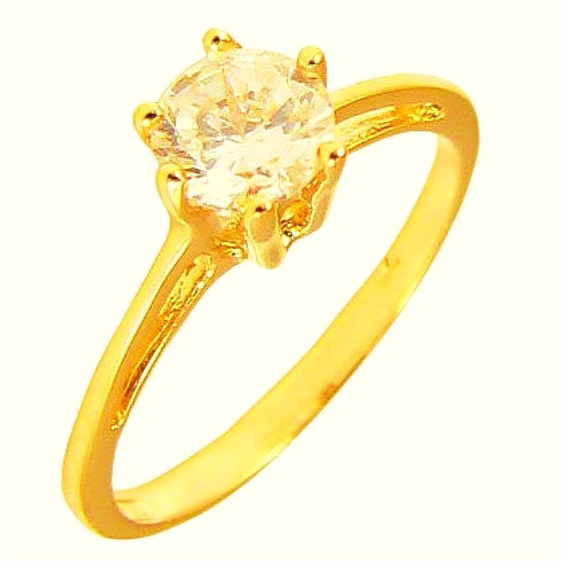 Bague alliance femme taille 64 sertie d'un cz cristal en plaqué or