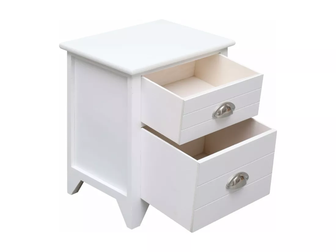 Table de chevet 2 pcs avec 2 tiroirs Blanc