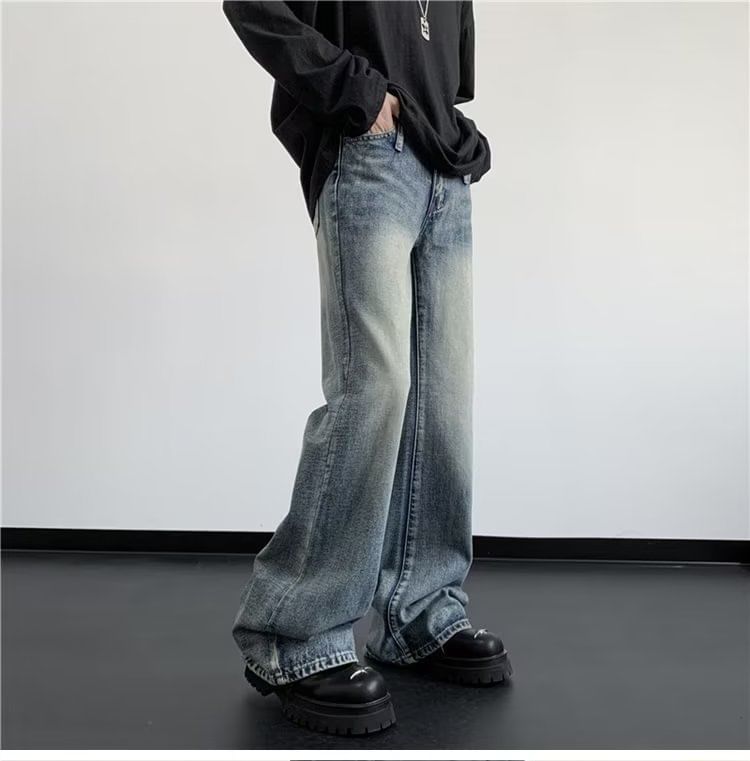 DuckleBeam - Mid Rise Washed Bootcut Jeans