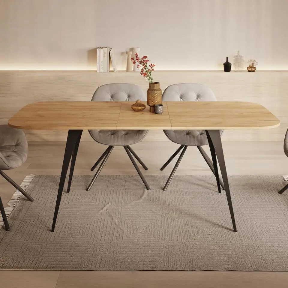 Meubella - Eetkamertafel Flix - Eiken - 160 cm - Uitschuifbaar