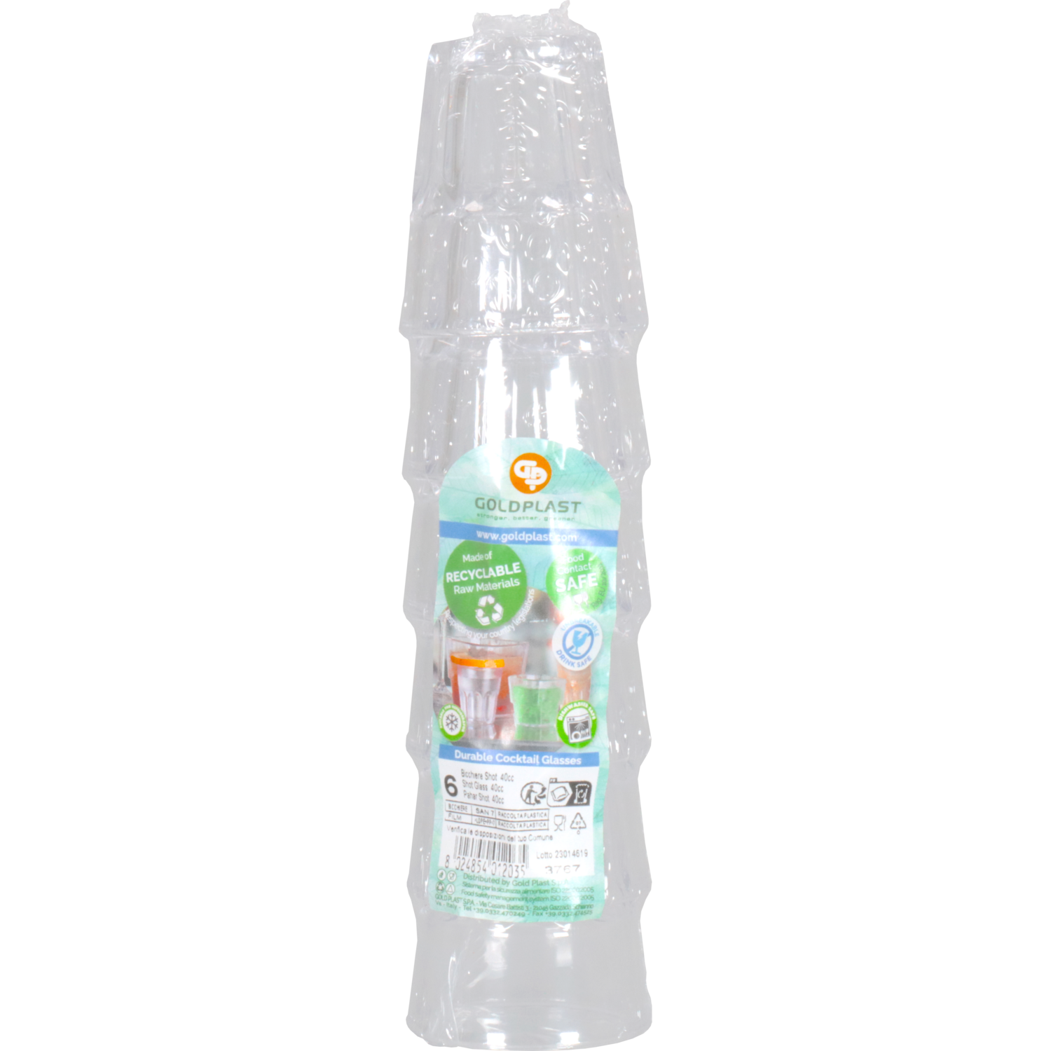 Goldplast Glas, shotglas, reusable, sAN, 40ml, transparant