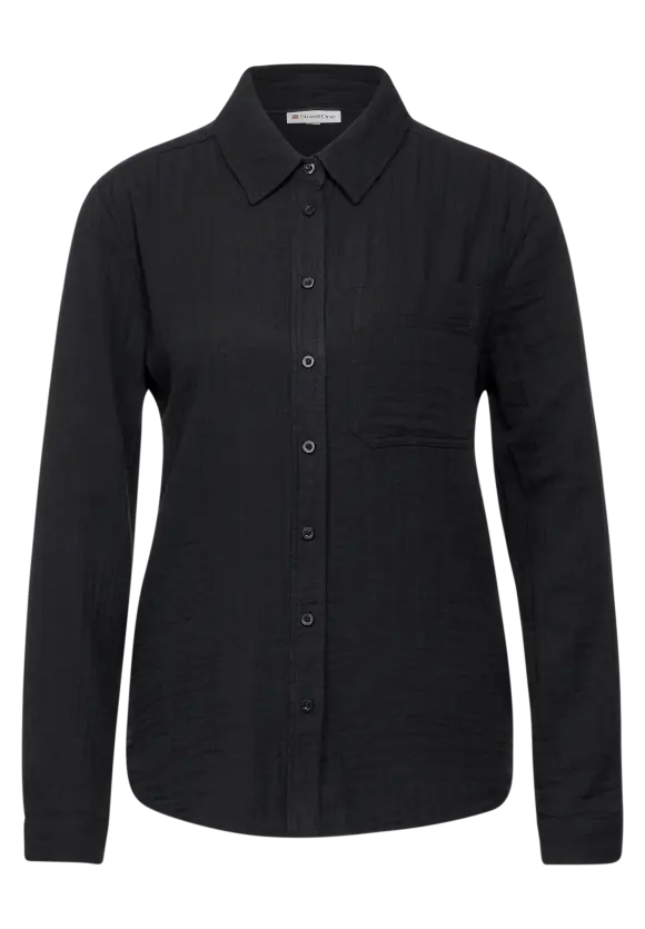 Musselin Hemdbluse - Black