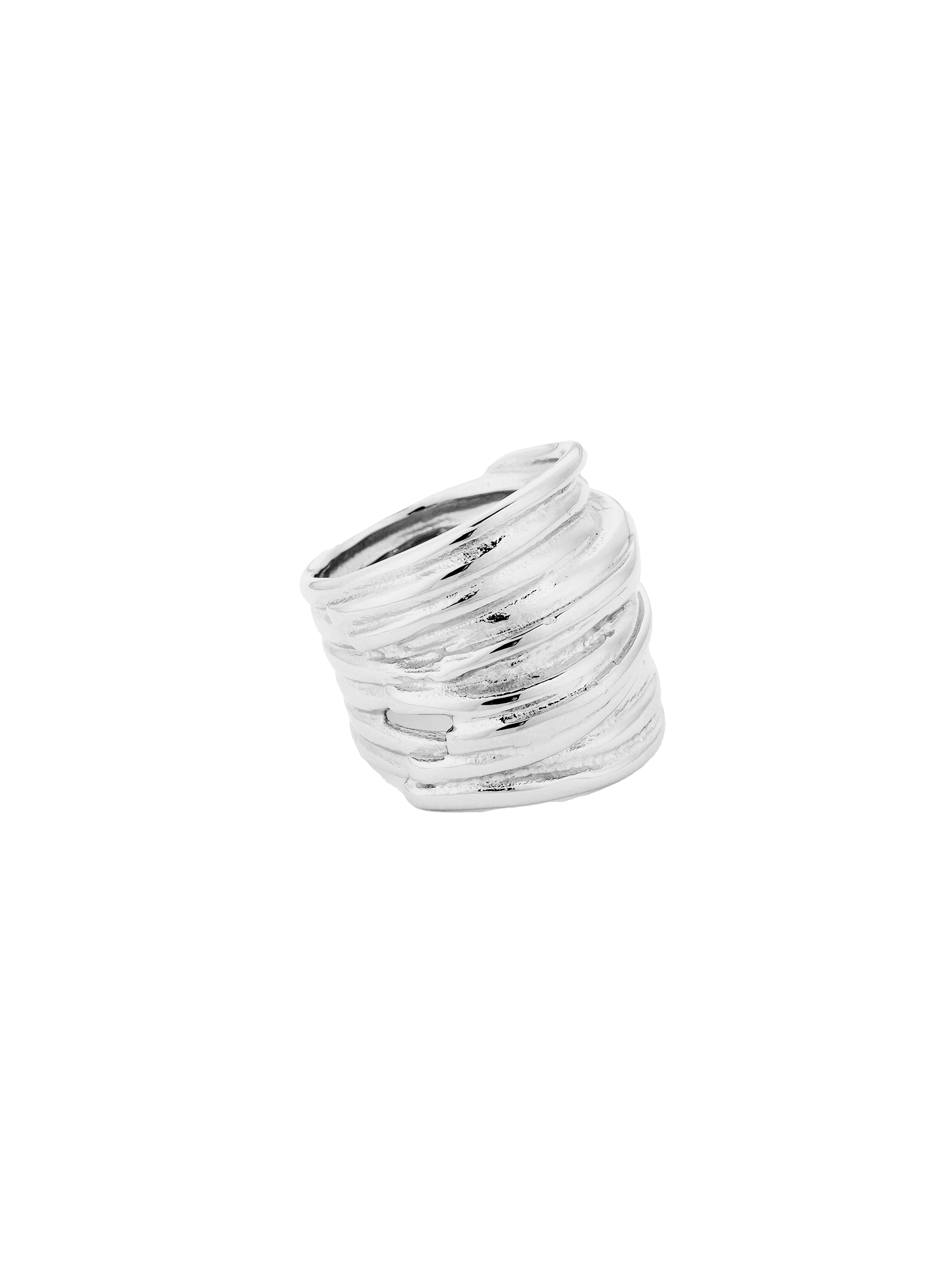 ALEXANDRIA - Bague martelé en acier inoxydable | Argent