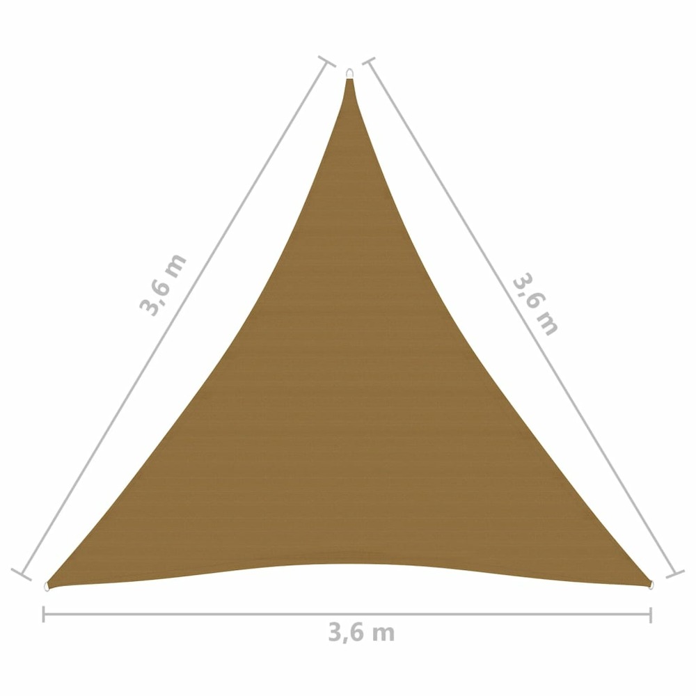 Voile toile d'ombrage parasol 160 g/m² 3,6 x 3,6 x 3,6 m pehd taupe