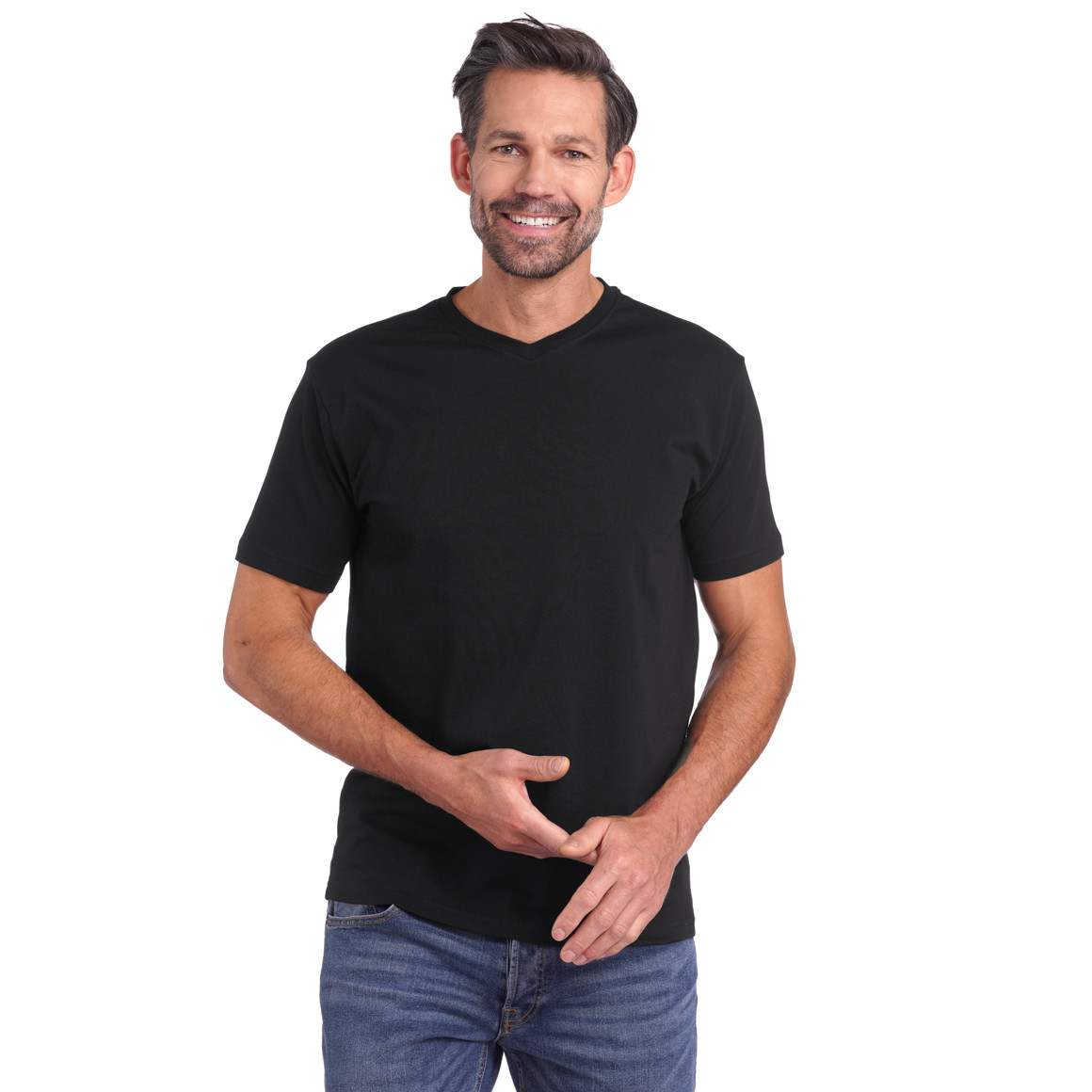 VanVaan Herren T-Shirt mit V-Ausschnitt schwarz