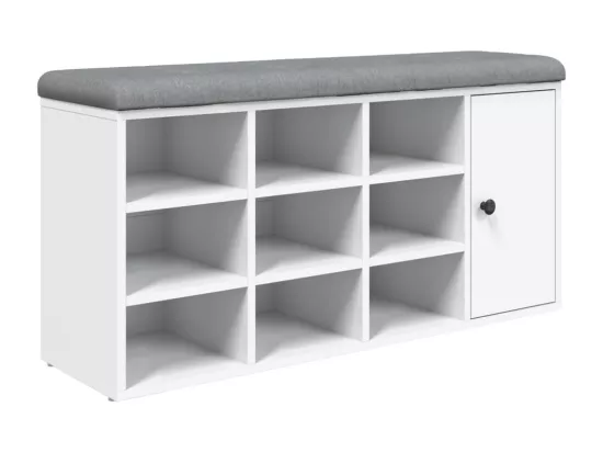 Banc à chaussures blanc 102x32x50 cm bois d'ingénierie