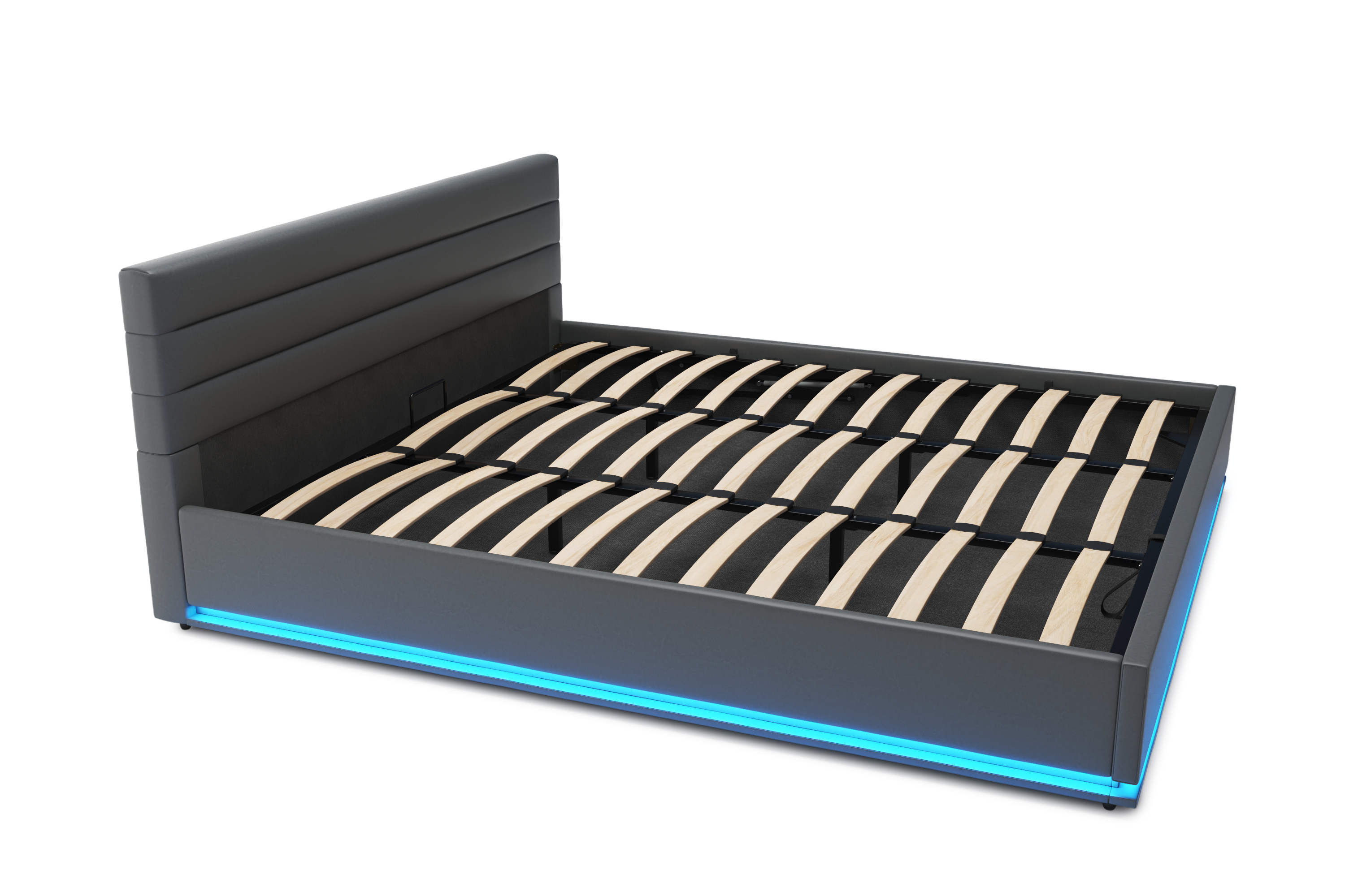 Lederbett LED STARDUST 180 x 200 cm grau