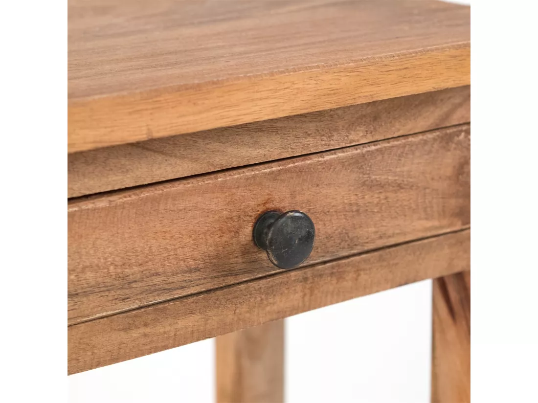 TABLE DE TÉLÉPHONE PLANTE Bois massif en acajou, avec tiroir 02 hellbraun