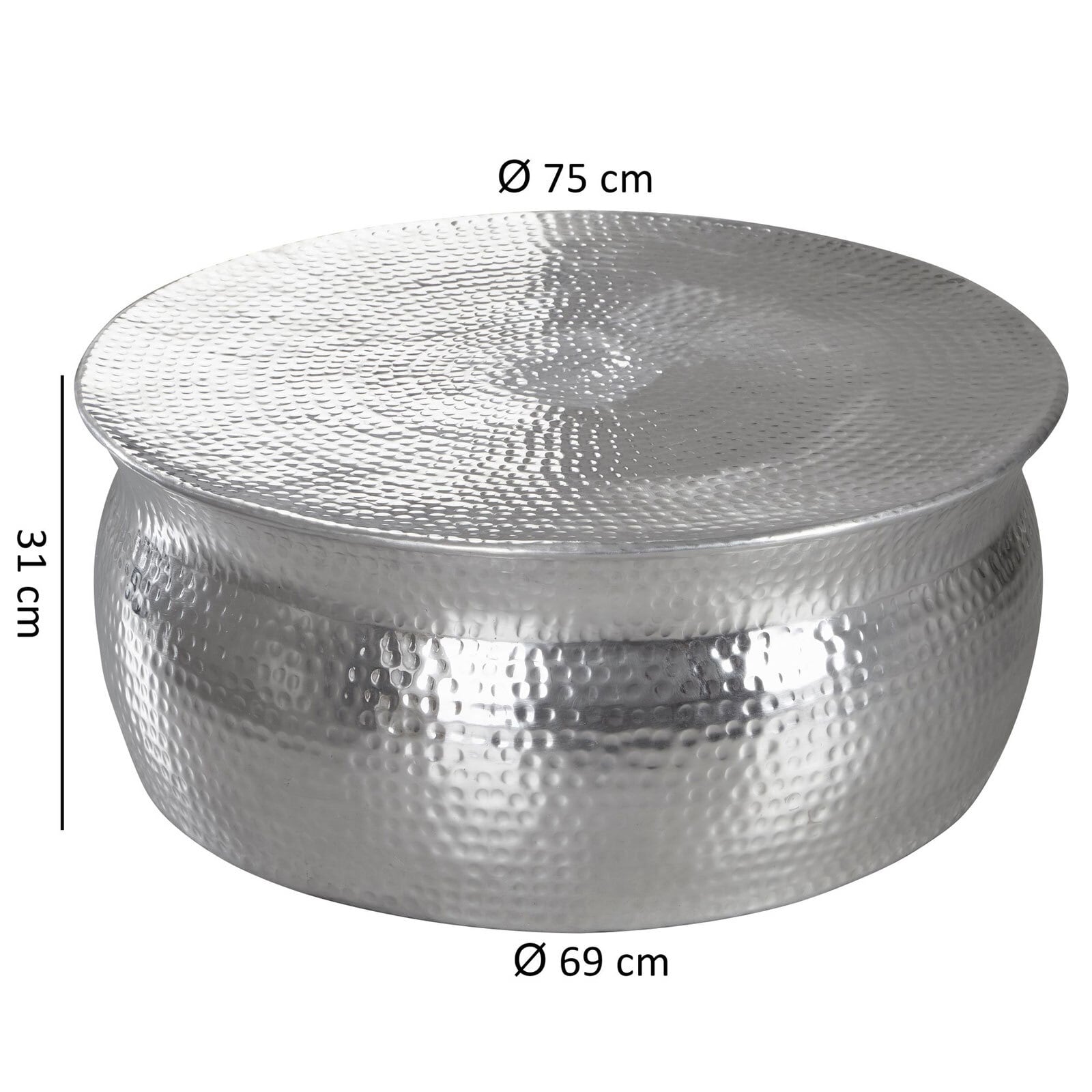 Beistelltisch rund 75 cm Silberfarbig
