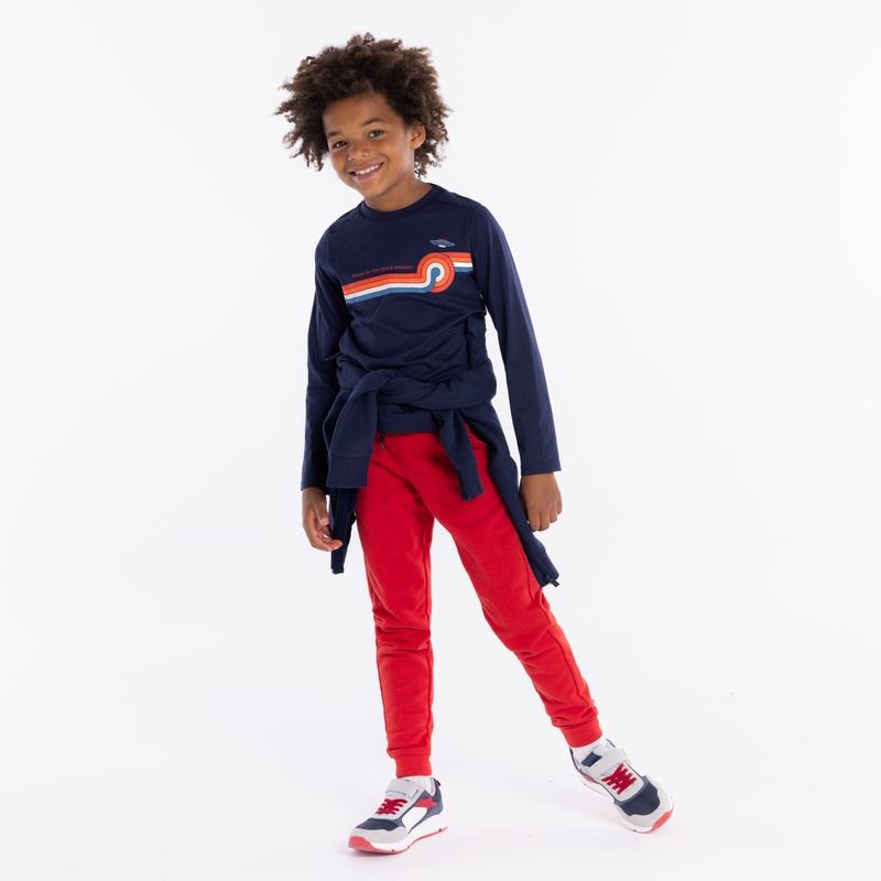 T-shirt manches longues thème espace bleu garçon