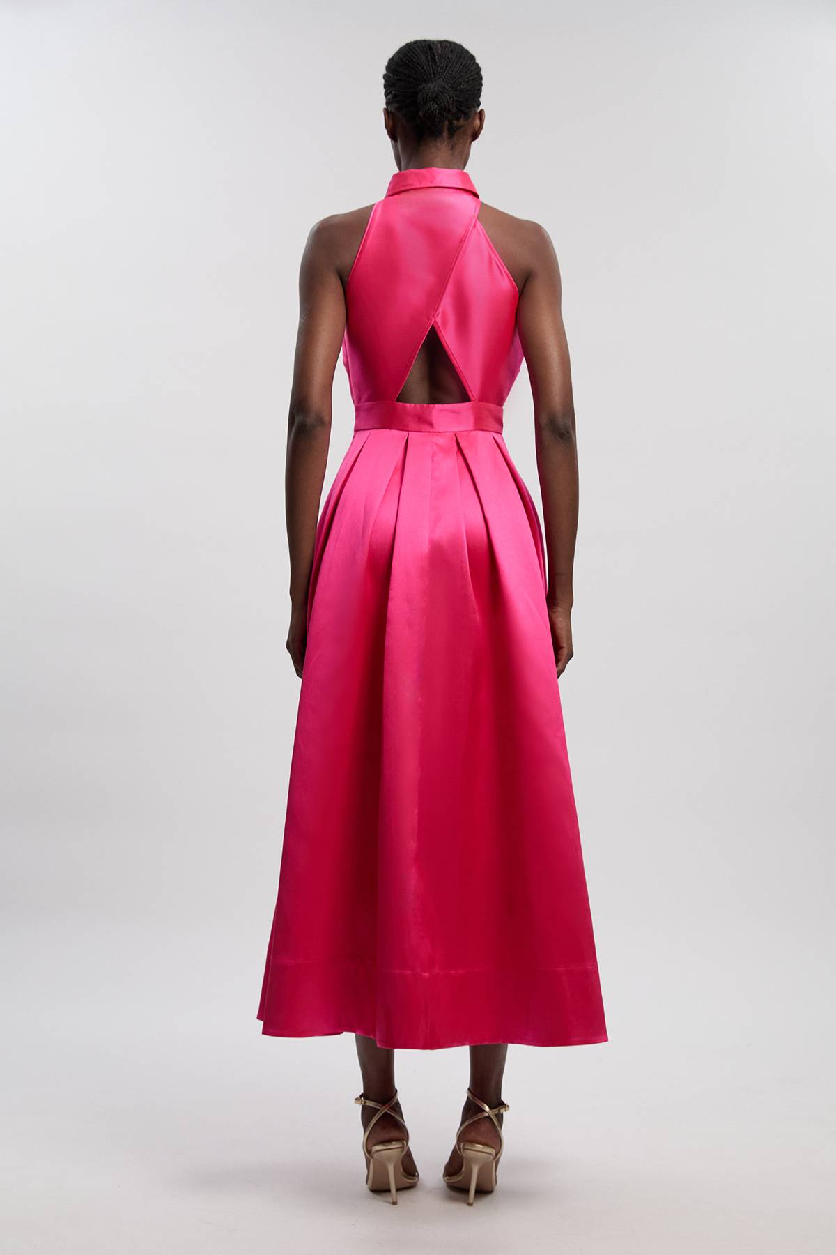 KarenMillen Robe Maxi Tissée En Sergé Avec Col Contrasté