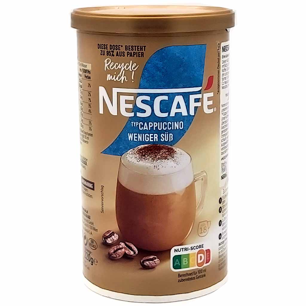 Nescafe Cappuccino weniger Süss 220g Dose MHD:30.10.25