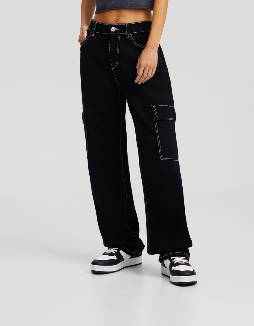calça cargo reta
