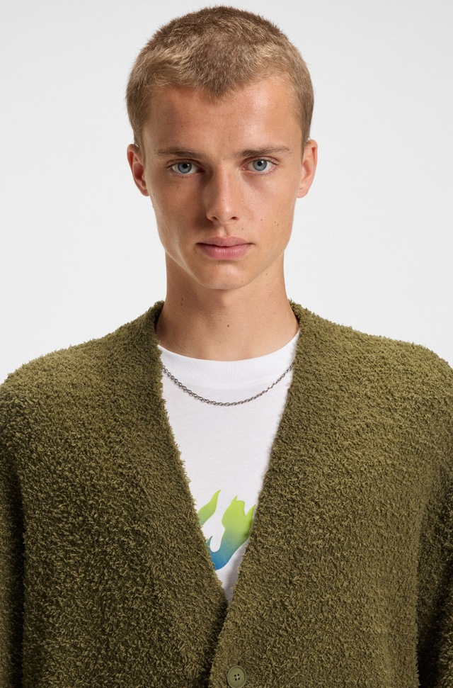 HUGO Blue Strickjacke »Sonou« V-Ausschnitt, Oversized fit, Bouclé-Strick