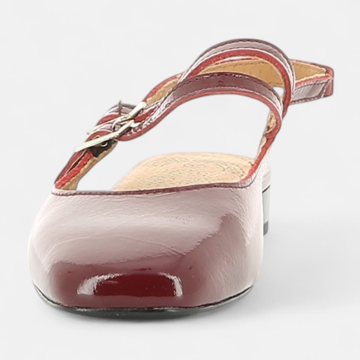 Escarpins avec bride arrière Femme en cuir bordeaux