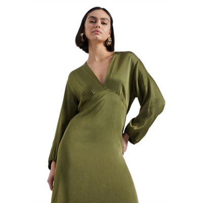 Robe femme Midi Satinee Decolette V PLEASE