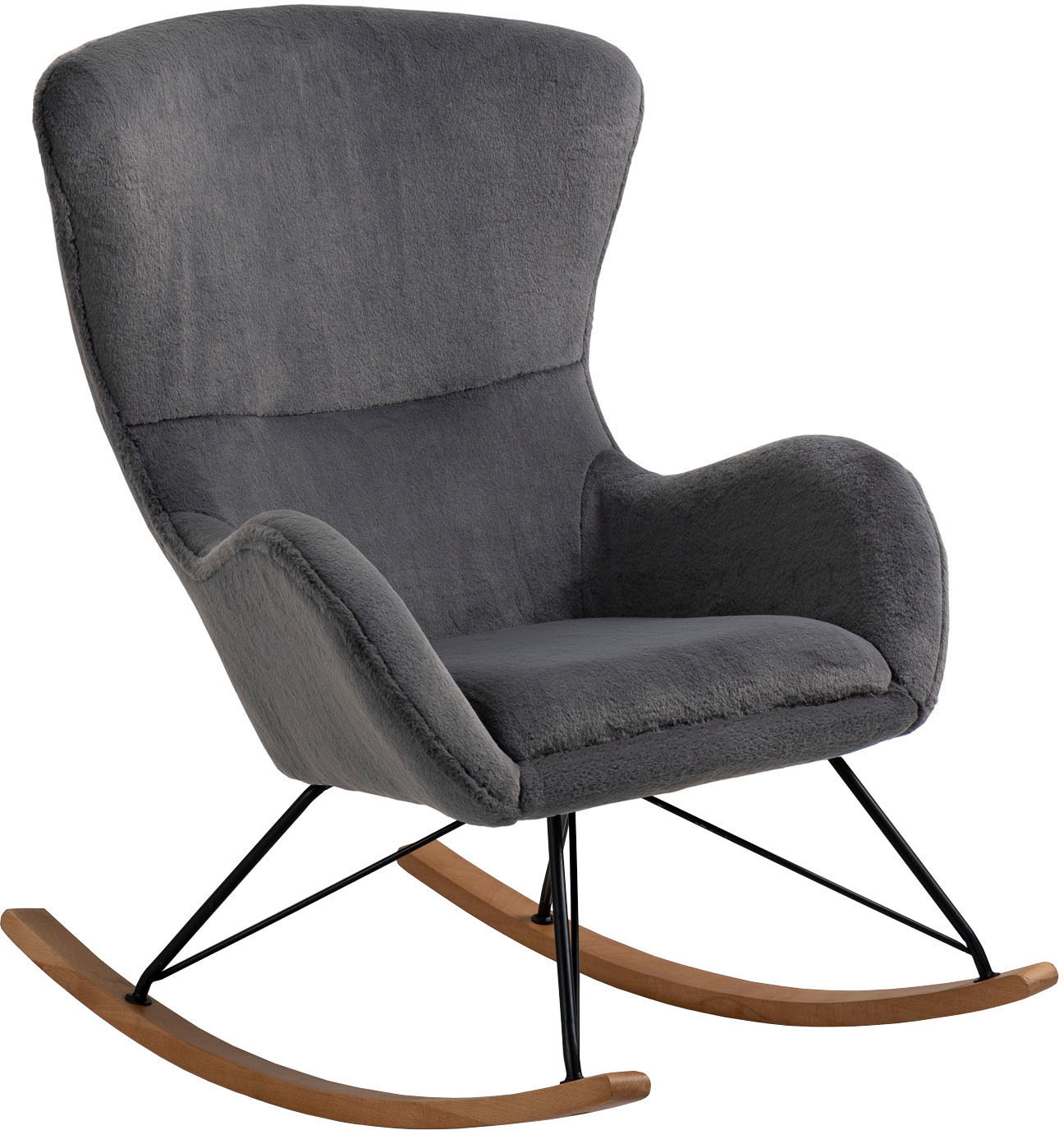 SalesFever Schaukelstuhl »Komfortabl und im Vintage-Stil« () in Lammfelloptik