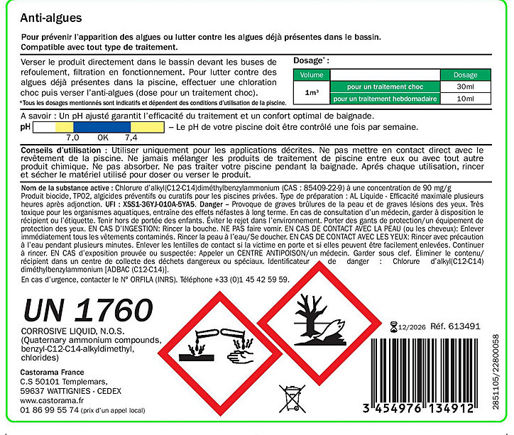 Traitement piscine Anti-algues Diall 5L
