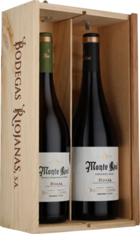 MONTE REAL RED & WHITE WOODEN BOX 2X75CL