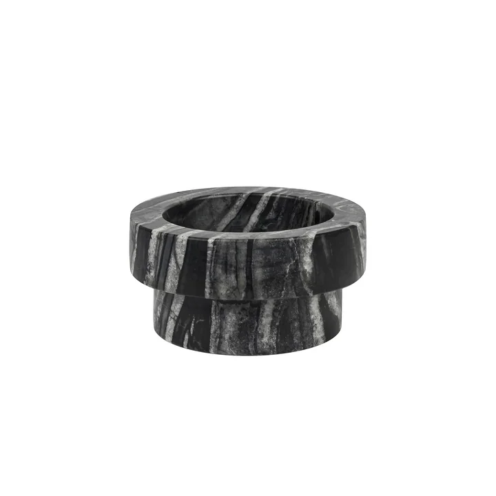 Mette Ditmer - Marble Kerzenhalter, low, schwarz / grau