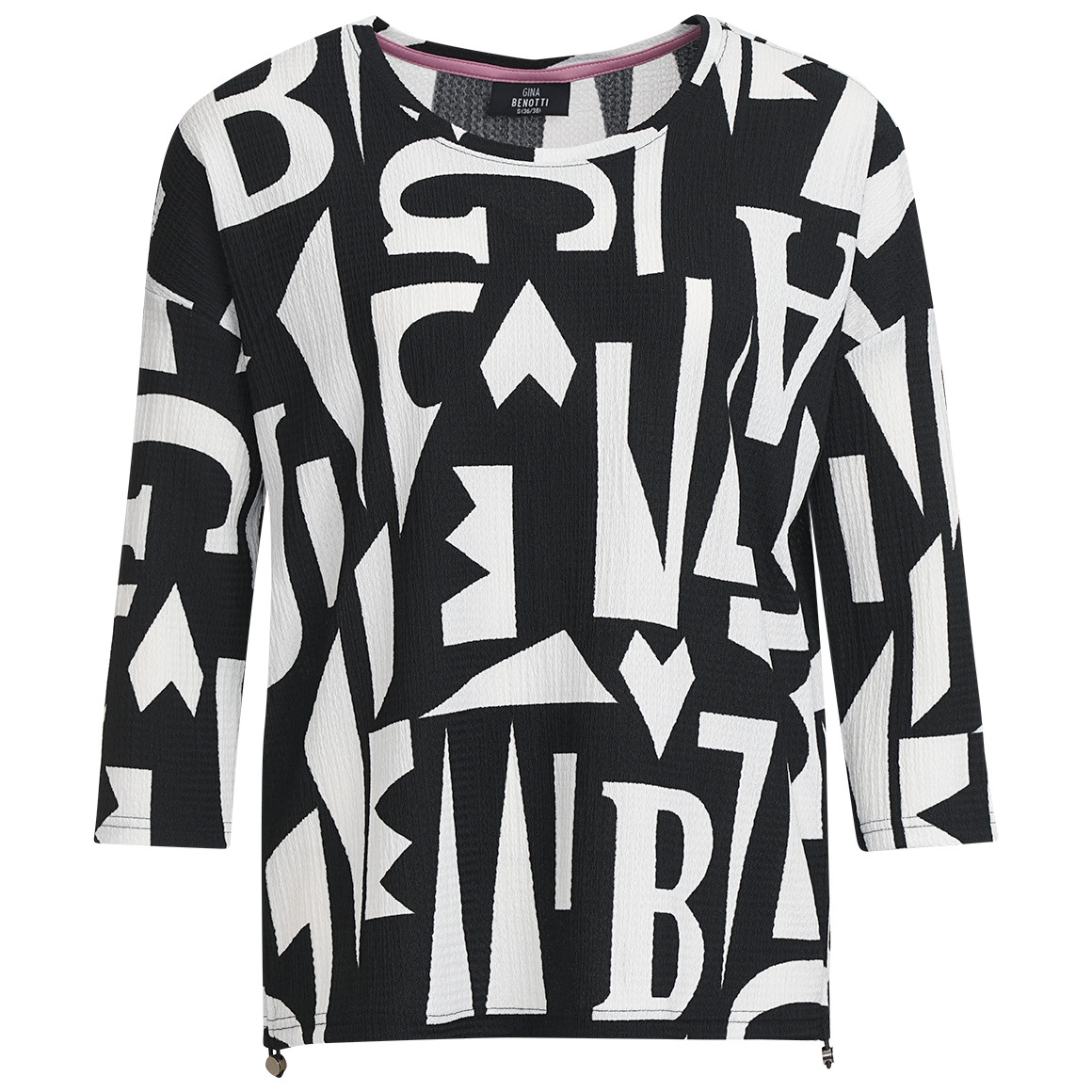 Gina Benotti Damen Blusenshirt mit 3/4-Arm schwarz / weiss