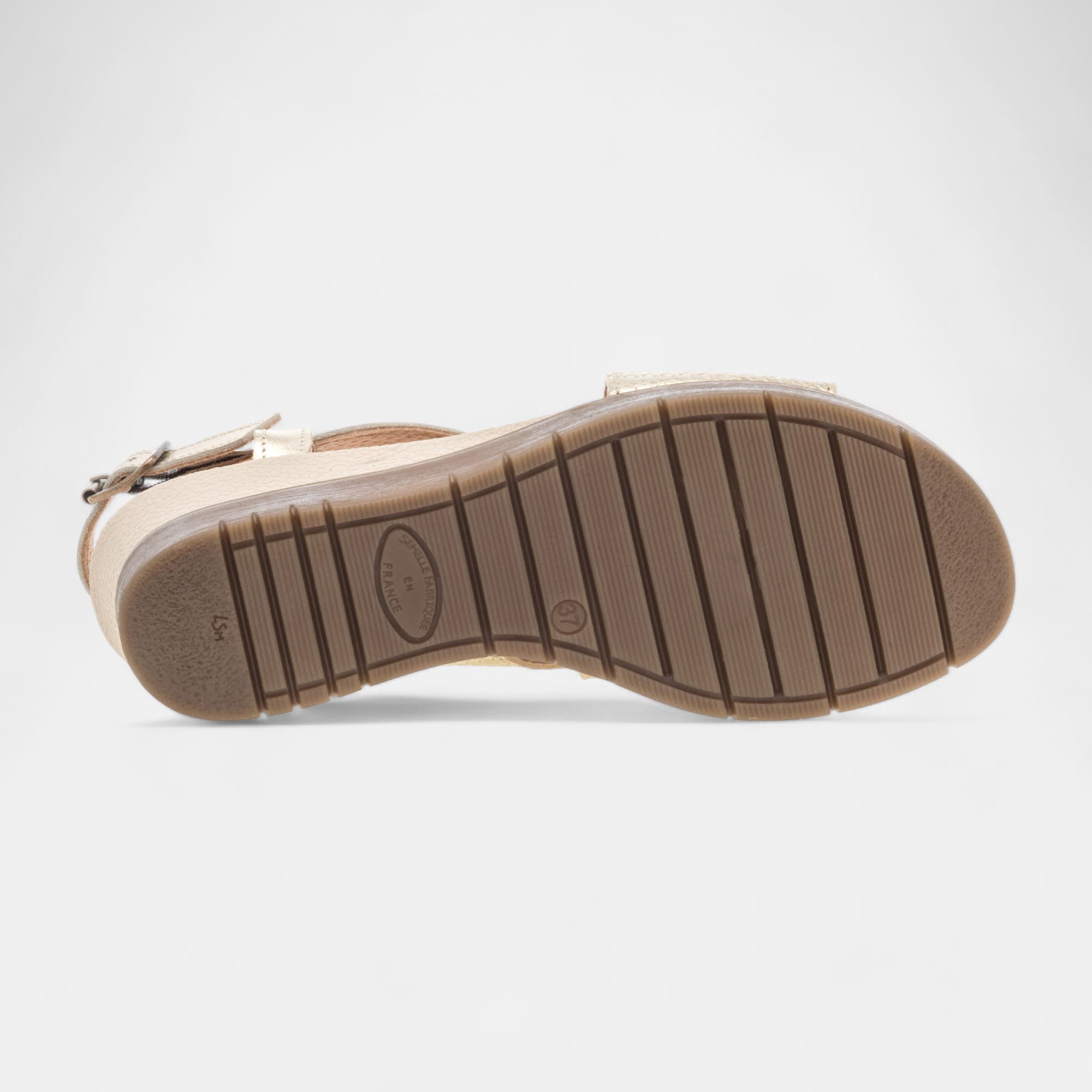 Sandales à talon compensé Femme en cuir or