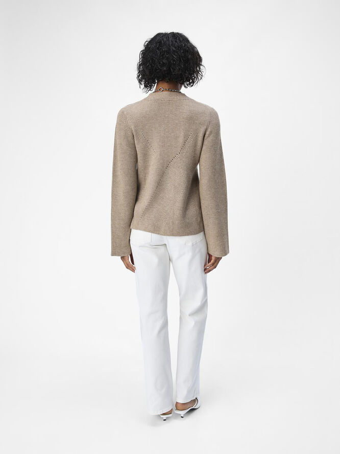 Object OBJDITTE RE L/S KNIT CARDIGAN NOOS Desert taupe/melange col