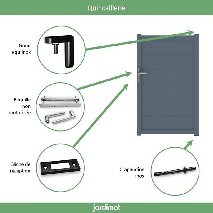 Portillon Jardimat aluminium Chalon gris 7016 - 100 x h.165 cm