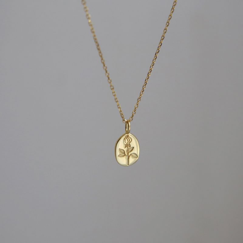 Kamuel - 925 Sterling Zilveren Rozen Gegraveerde Hanger Ketting
