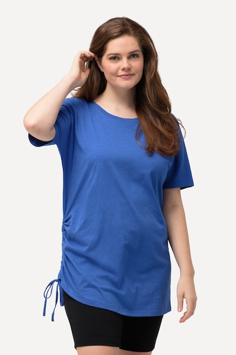 Longshirt, Raffung, Rundhals, Halbarm, Biobaumwolle