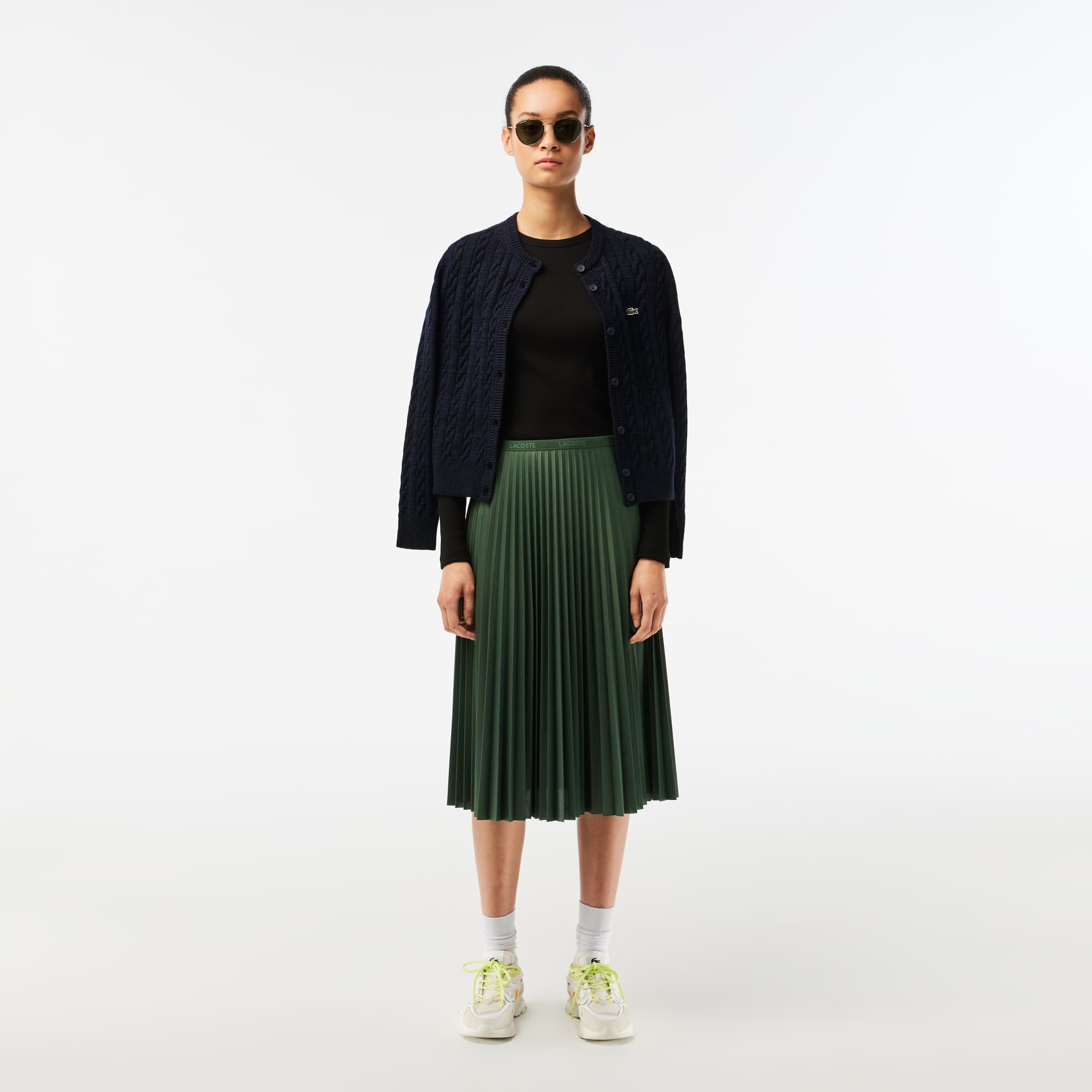 T-shirt côtelé manches longues en coton T-Shirts - Noir - Lacoste - Femme