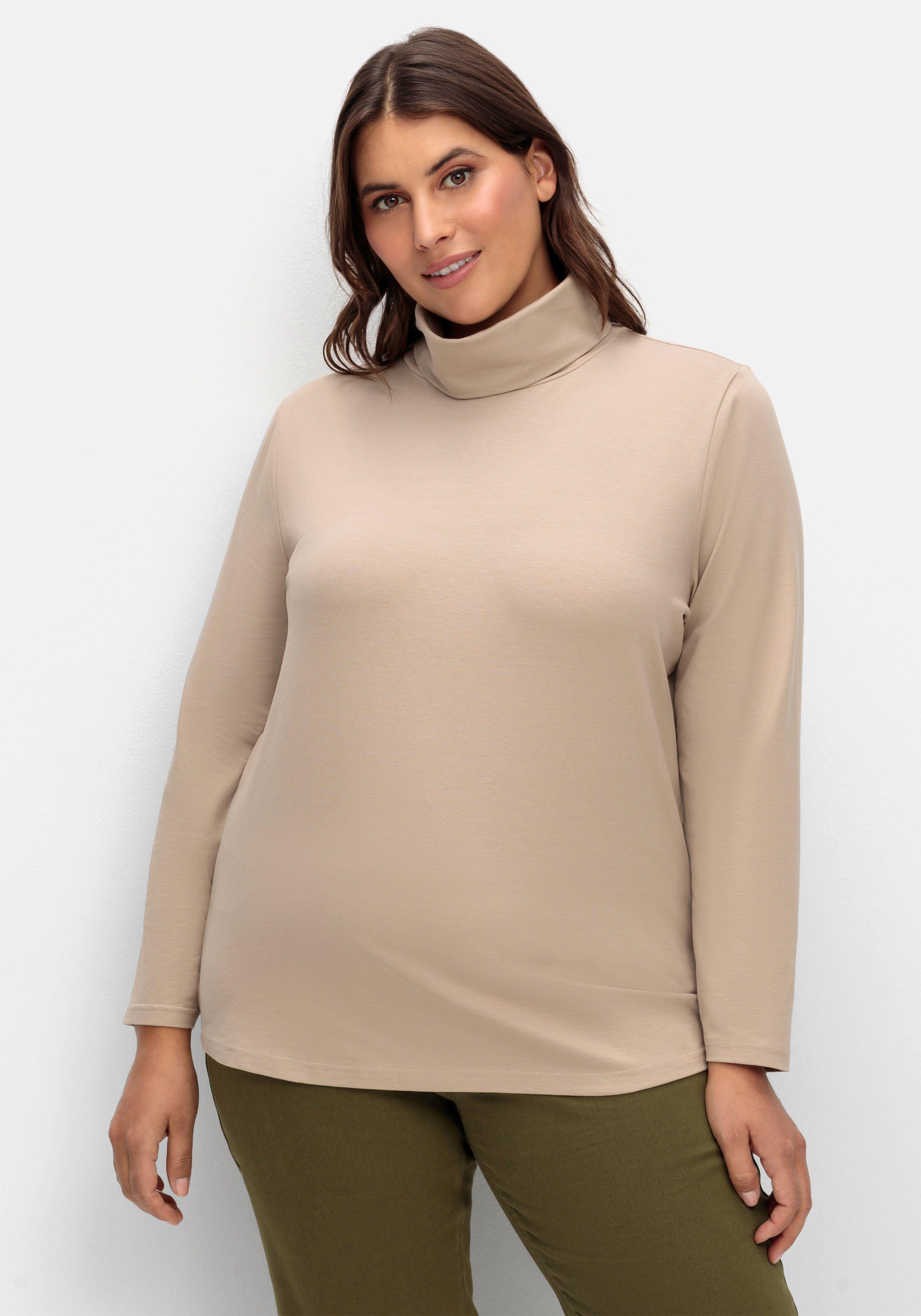 Langarmshirt mit Rollkragen, aus elastischem Jersey