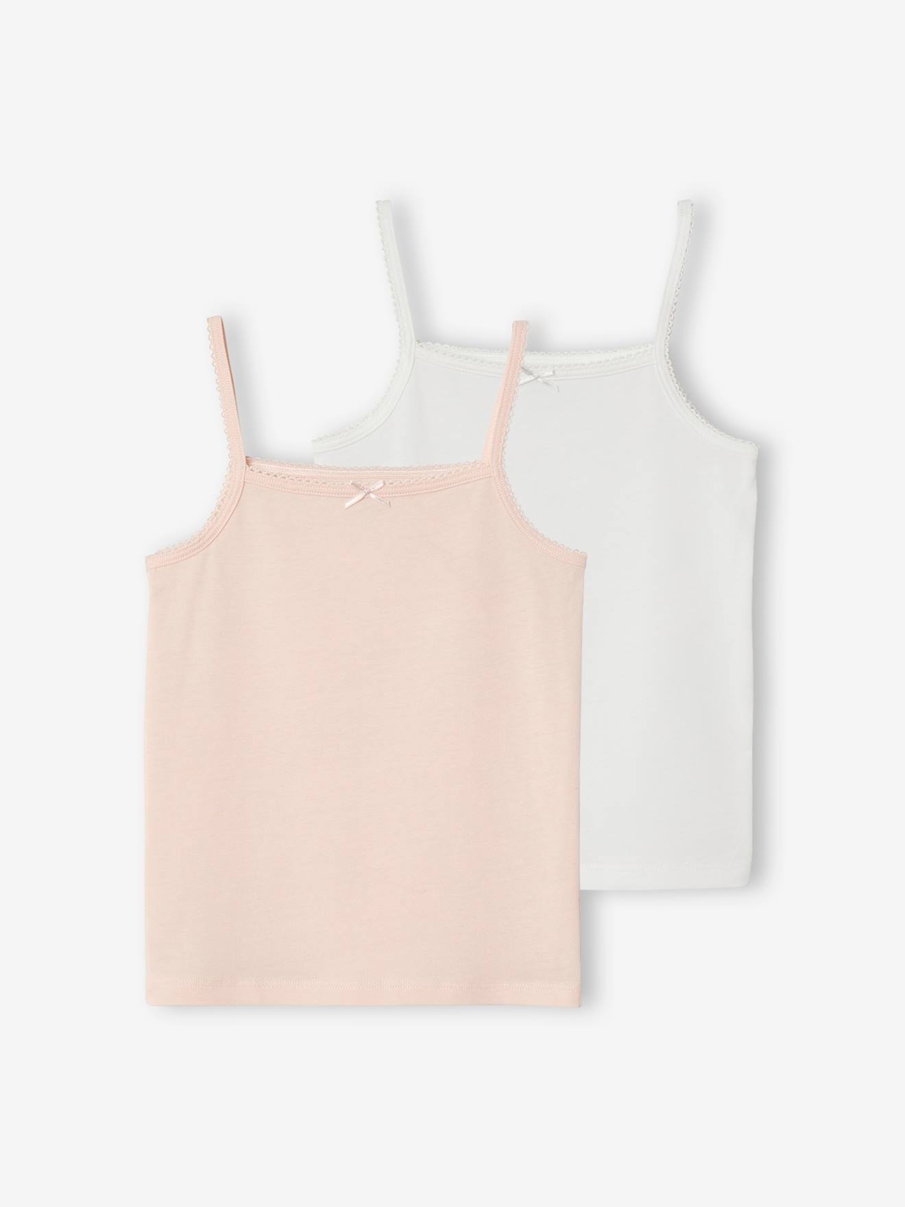Conjunto de 2 tops lisos rosa para meninas