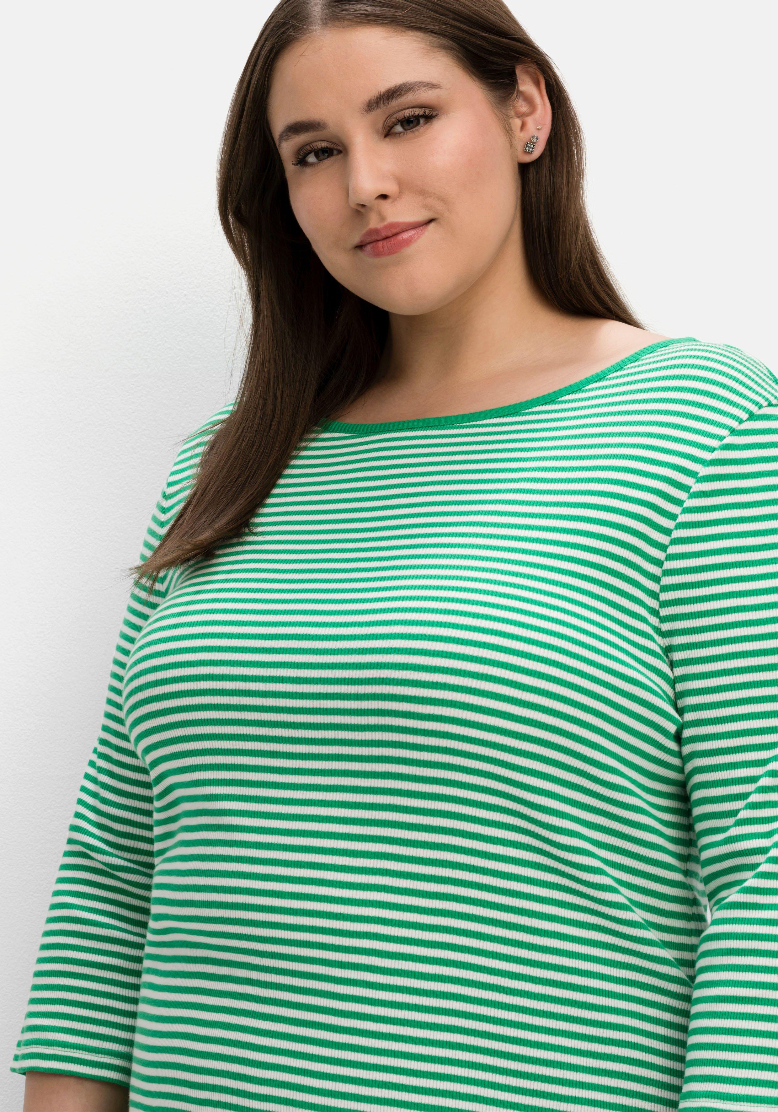 3/4-Arm-Shirt mit garngefärbten Ringeln