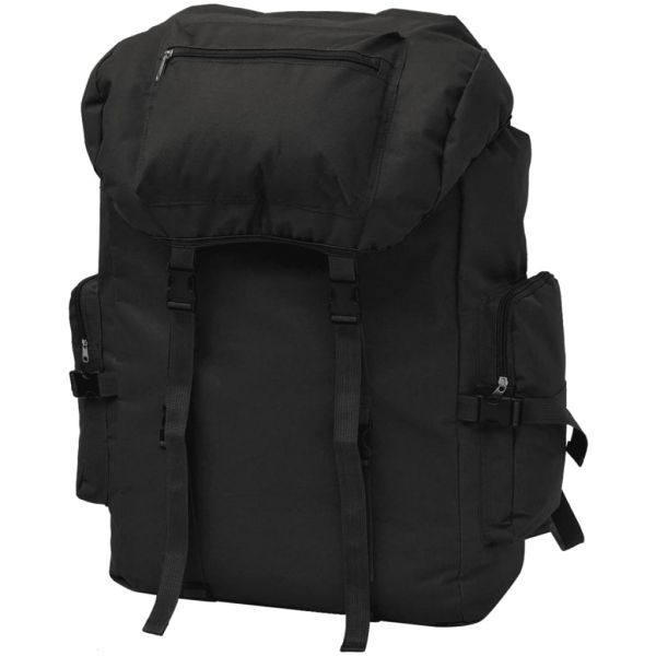 vidaXL Mochila Estilo Exército 65 L Preto - 91100