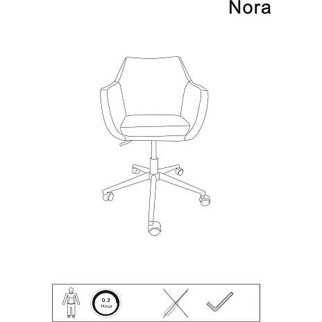 Nora skrivebordsstol med armlæn - brun