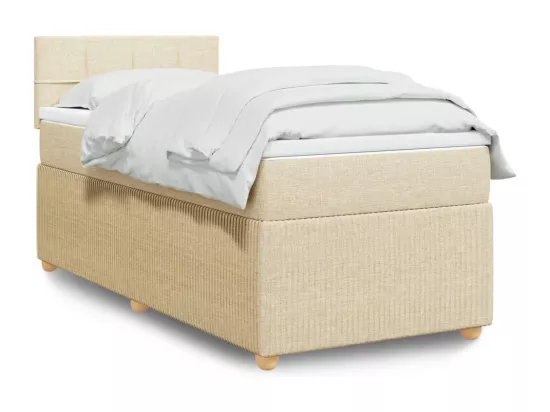 Sommier à lattes de lit et matelas Crème 90x190 cm Tissu