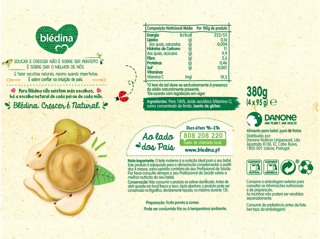 FRUTA BLEDINA 100% PÊRA 4X95G
