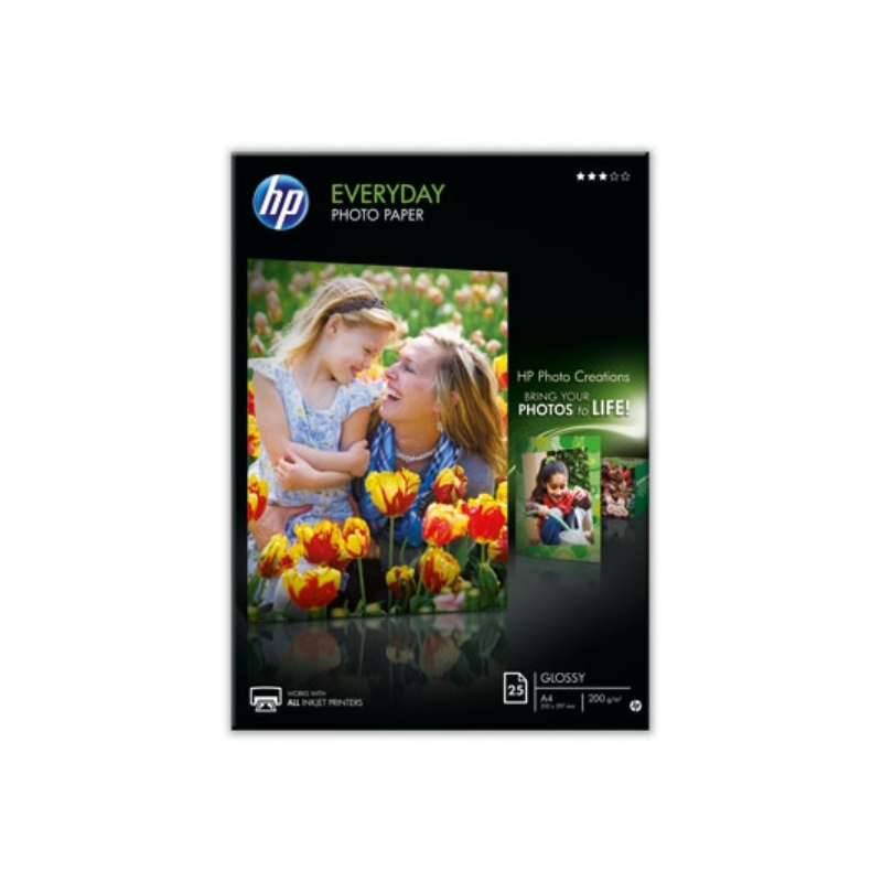 HP Everyday Fotopapier, 25 Blatt, A4, 200 g/m², glanz