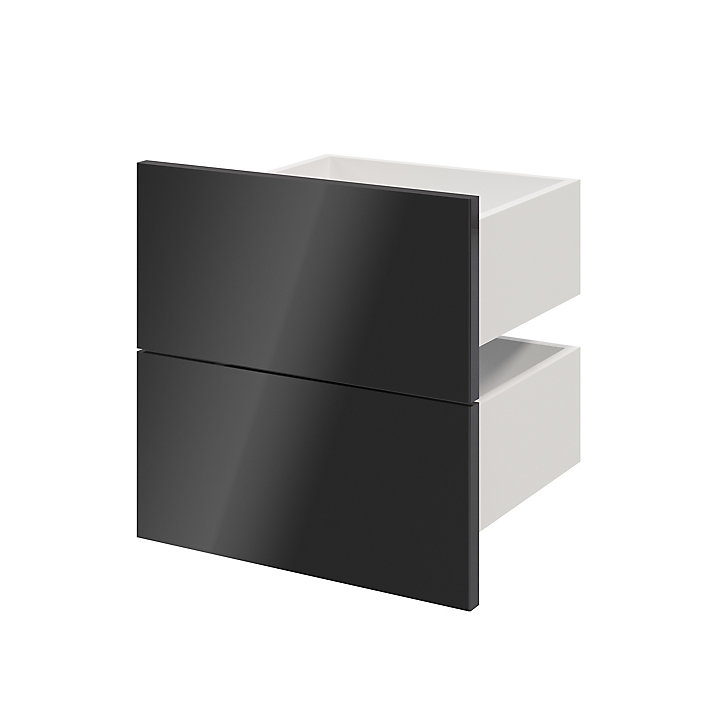 Lot de 2 tiroirs anthracite brillant GoodHome Atomia H. 18,5 x L. 37,2 x P. 30 cm
