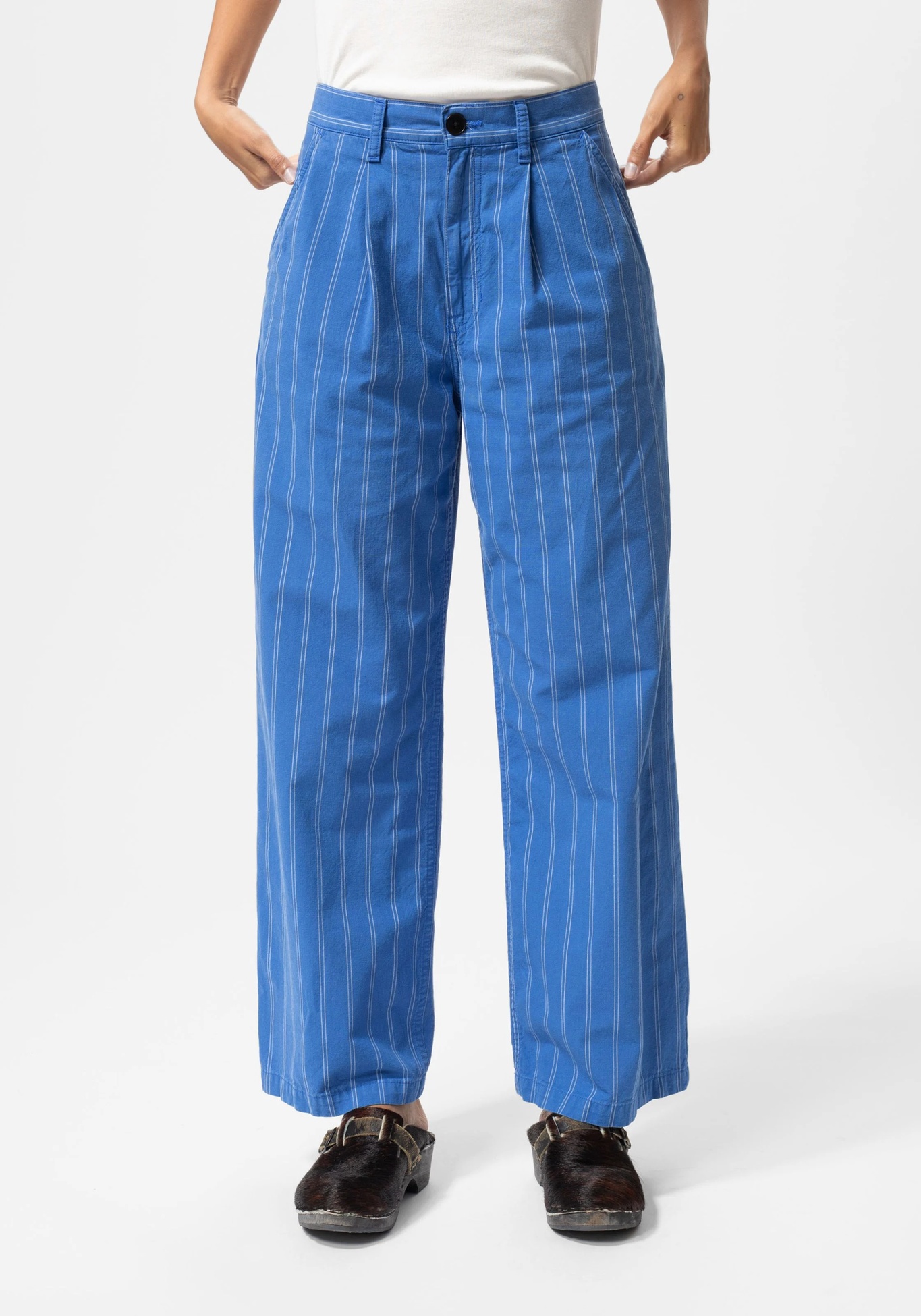 Nudie Jeans Hose Gullan Striped Workwear Pants Blue/Offwhite
