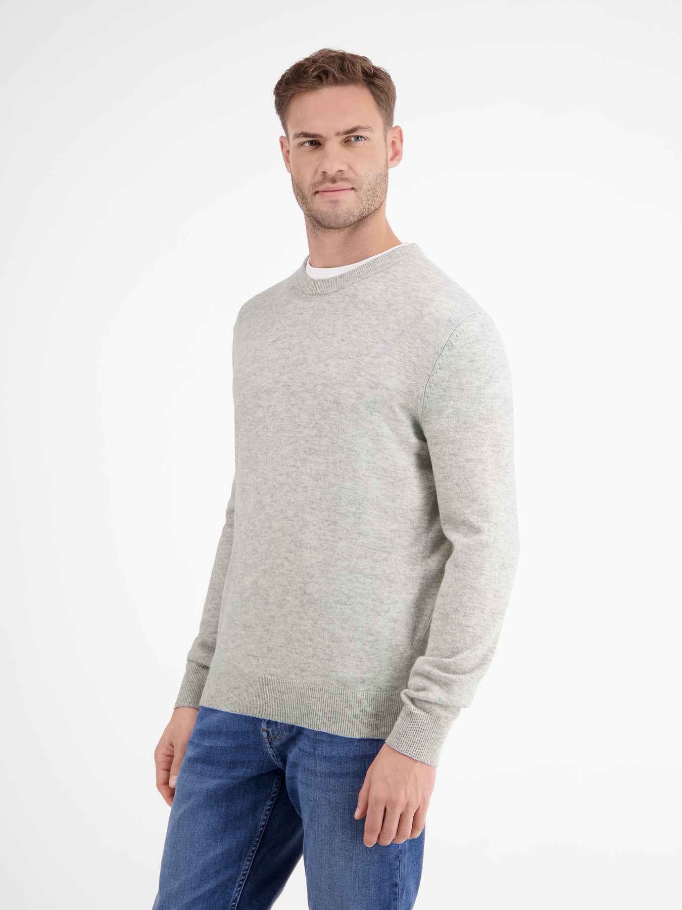 Strickpullover in weicher Schurwollqualität mit Kaschmiranteil