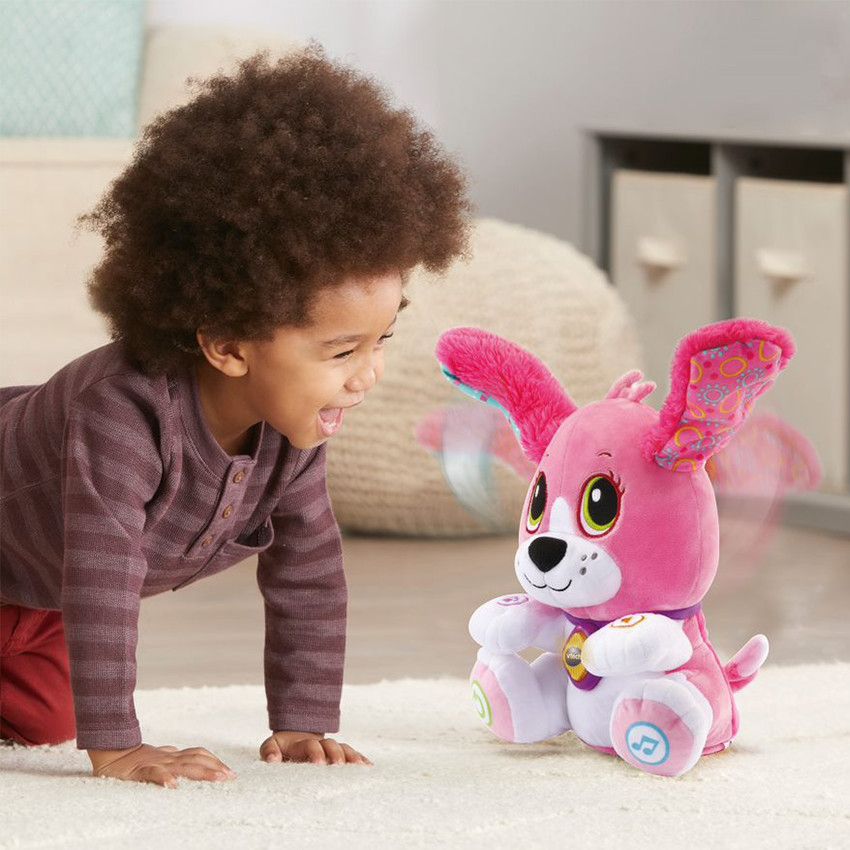 Peluche Toutou Parle avec Moi - Rose - Ecru