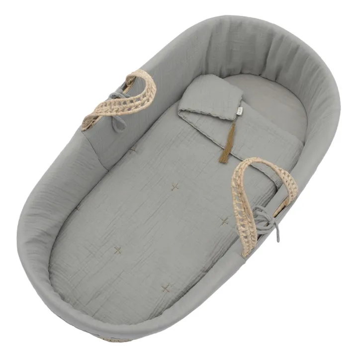 Numero 74 Parure pour couffin en gaze de coton bio | Silver Grey S019